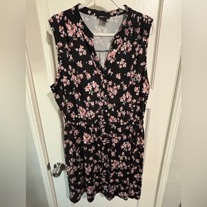 Robert Louis Black Dress with Pink and White Floral Print